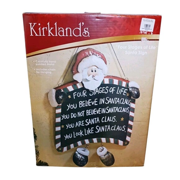 Kirkland's Funny Tin Santa Sign Four Stages Of Life Wall Hanging 17" X 13" + Box - Picture 5 of 5